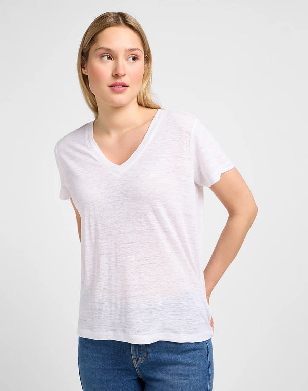 Lee Women's V-Neck T-Shirt In Bright White