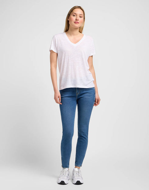 Lee Women's V-Neck T-Shirt In Bright White