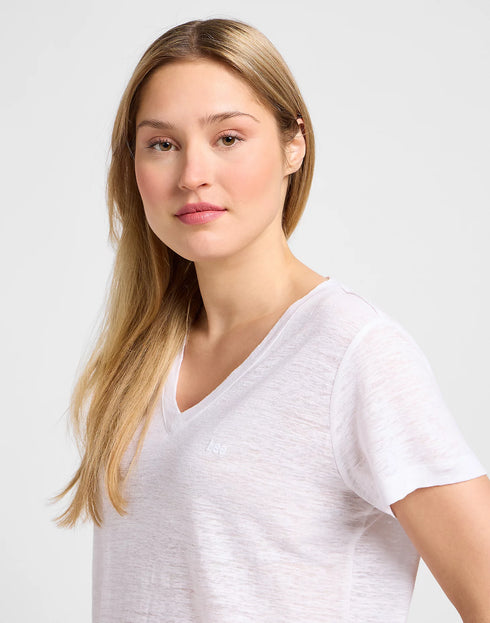 Lee Women's V-Neck T-Shirt In Bright White