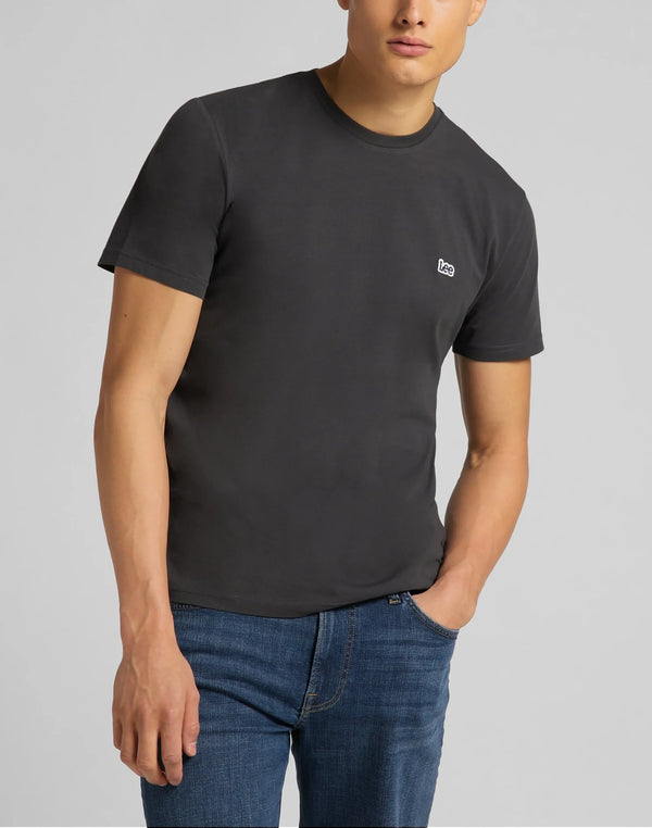 Lee Men's Short Sleeve Patch Logo T-Shirt In Washed Black