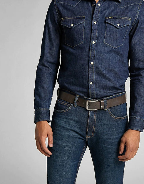 Lee Small Logo Belt In Dark Brown