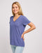 Lee Women's V-Neck T-Shirt In Surf Blue