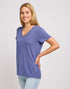 Lee Women's V-Neck T-Shirt In Surf Blue