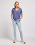 Lee Women's V-Neck T-Shirt In Surf Blue