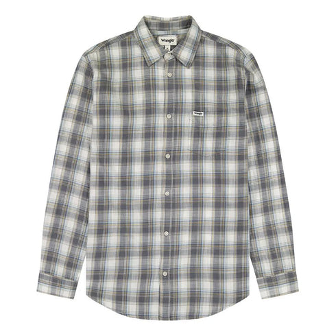 Wrangler Men's Long Sleeve 1 Pocket Shirt In Grey