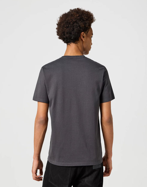 Wrangler Men's Sign Off Patch Logo T-Shirt In Faded Black