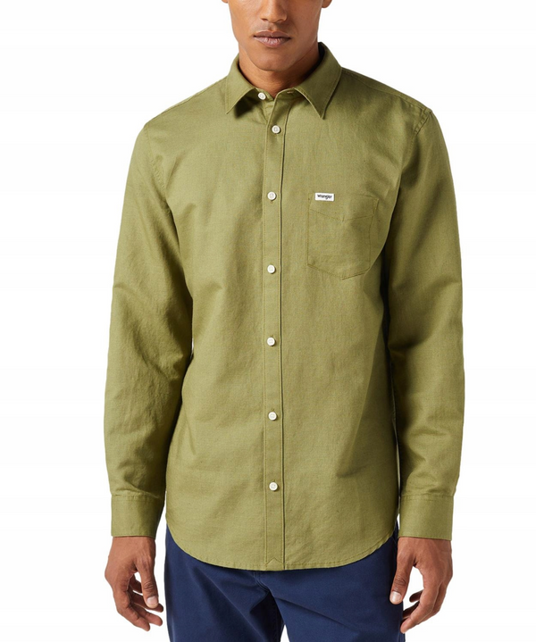 Wrangler Men's Long Sleeve 1 Pocket Shirt In Capulet Olive