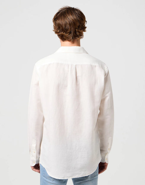 Wrangler Men's Long Sleeve 1 Pocket Shirt In Worn White