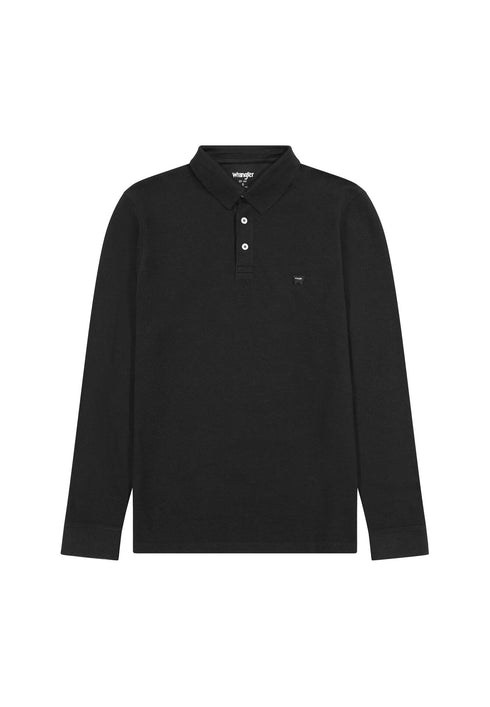 Wrangler Men's Long Sleeve Polo In Black