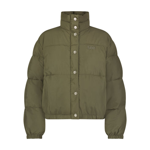 Lee Women's Relaxed Short Puffer Jacket in Olive Night
