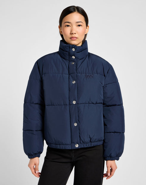 Lee Women's Relaxed Short Puffer Jacket in Mood Indigo