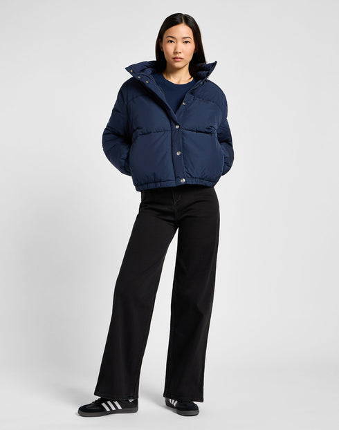Lee Women's Relaxed Short Puffer Jacket in Mood Indigo