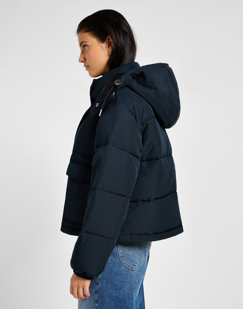 Lee Women's Hooded Short Puffer Jacket In Union Black