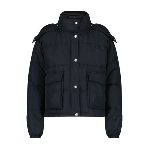 Lee Women's Hooded Short Puffer Jacket In Union Black
