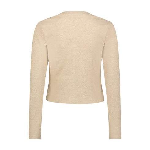 Lee Women's Long Sleeve Cropped Rib T-Shirt In Oatmeal