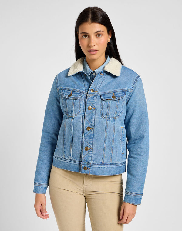 Lee Women's Sherpa Rider Jacket In Blue Voyage