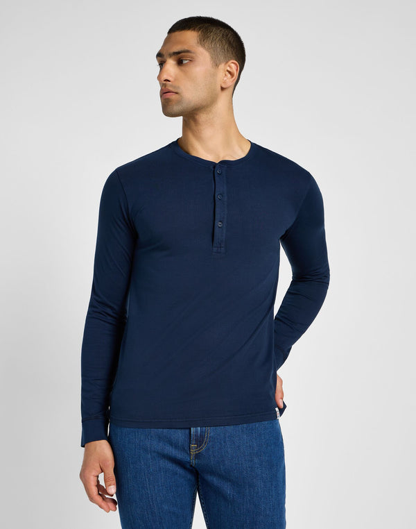 Lee Men's Long Sleeve Henley Inky Blue