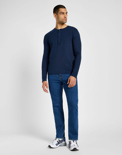 Lee Men's Long Sleeve Henley Inky Blue