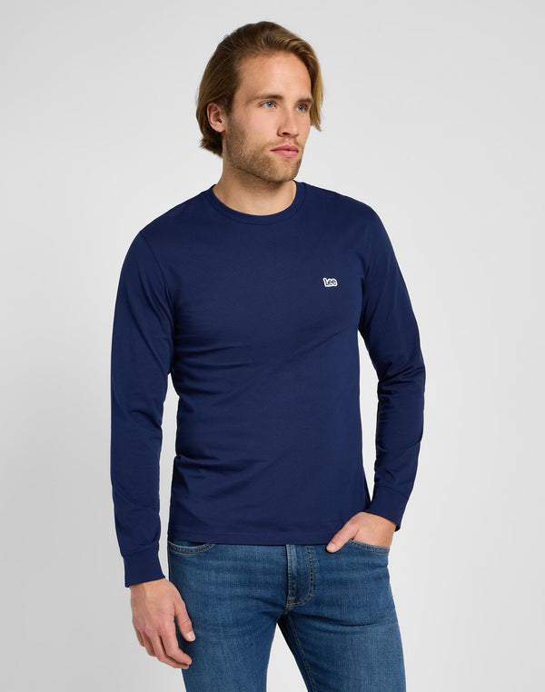 Lee Men's Long Sleeve Patch Logo T-Shirt In True Navy