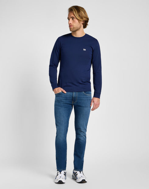 Lee Men's Long Sleeve Patch Logo T-Shirt In True Navy