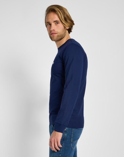 Lee Men's Long Sleeve Patch Logo T-Shirt In True Navy