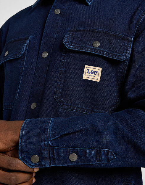 Lee Men's Workwear Overshirt in Medium Worn Wash