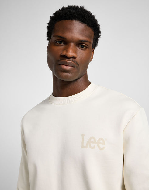 Lee Men's Wobbly Logo Sweatshirt In Ecru