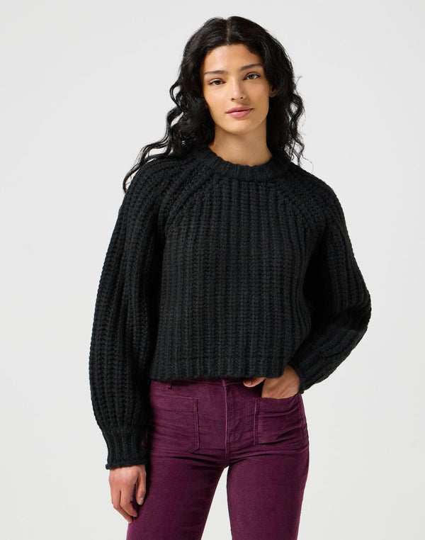 Wrangler Women's Puff Sleeve Sweater In Black