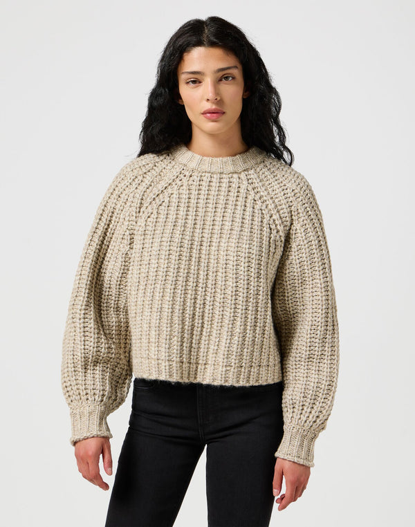 Wrangler Women's Puff Sleeve Sweater In Oatmeal
