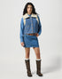 Wrangler Women's Sherpa Denim Vest in Original Blue