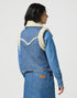 Wrangler Women's Sherpa Denim Vest in Original Blue