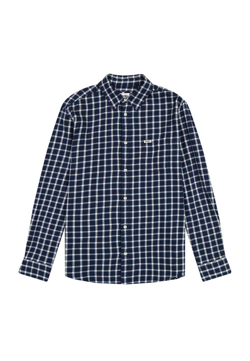 Wrangler Men's 1 Pocket Flannel Shirt In Black Iris