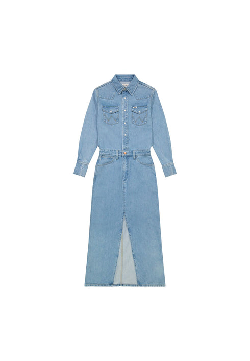 Wrangler Women's Denim Match Up Dress In Light Blue
