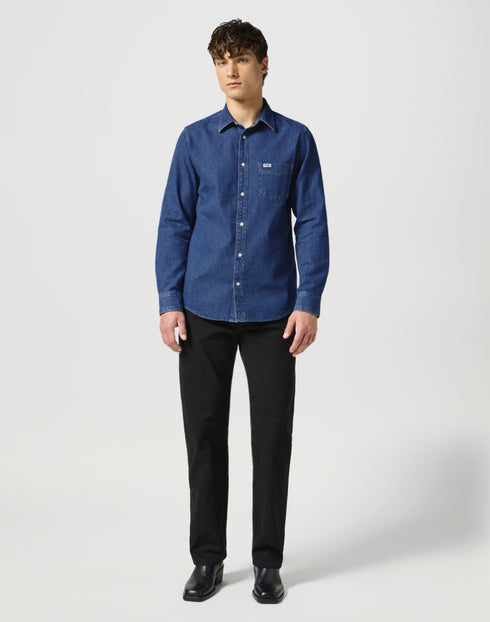 Wrangler Men's 1 Pocket Shirt In Dark Stone