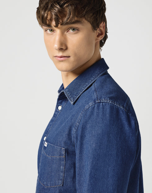 Wrangler Men's 1 Pocket Shirt In Dark Stone