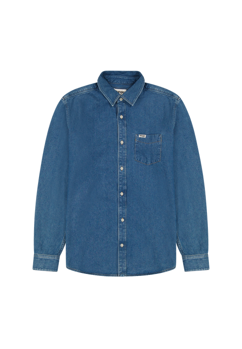 Wrangler Men's 1 Pocket Shirt In Dark Stone