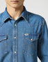 Wrangler Men's Western Shirt In Seas Foam Surf