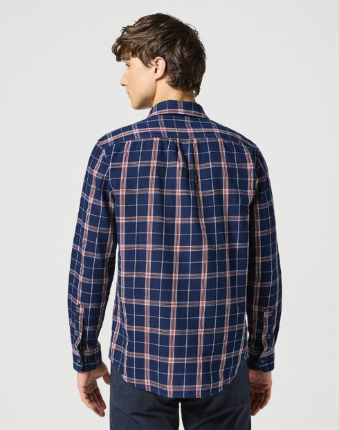 Wrangler Men's 1 Pocket Shirt In Red Indigo