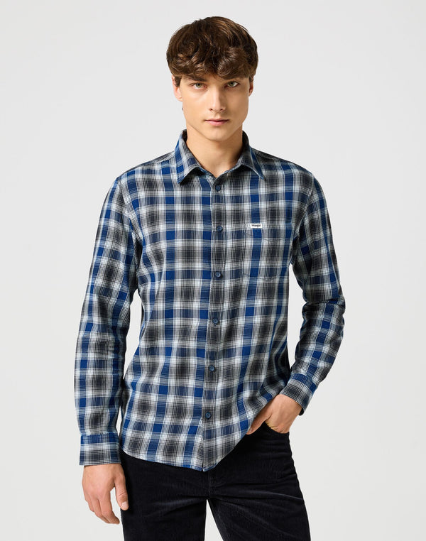 Wrangler Men's 1 Pocket Indigo Shirt In Navy