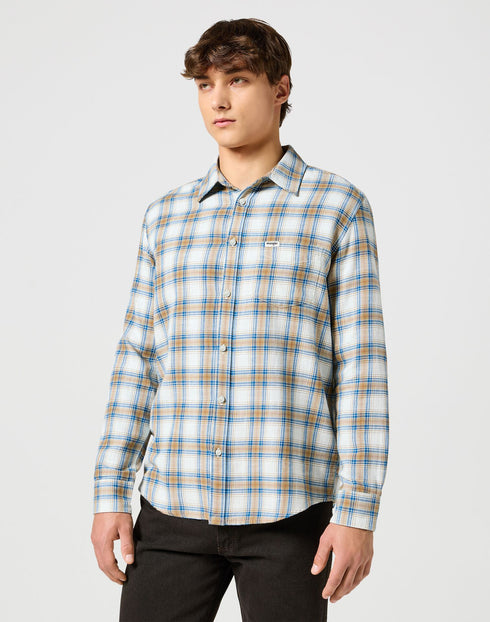 Wrangler Men's 1 Pocket Indigo Shirt In White