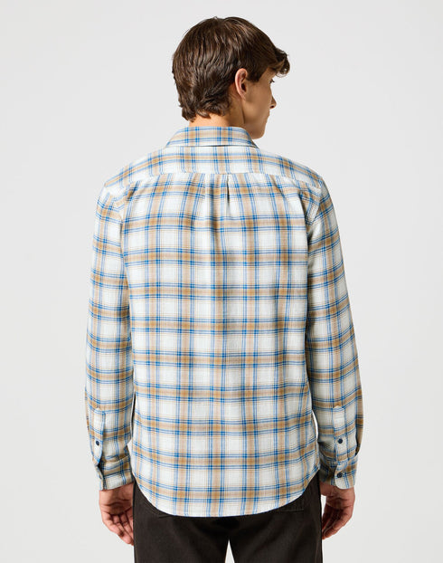 Wrangler Men's 1 Pocket Indigo Shirt In White