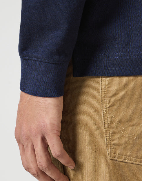 Wrangler Men's Long Sleeve Refined Polo in Navy