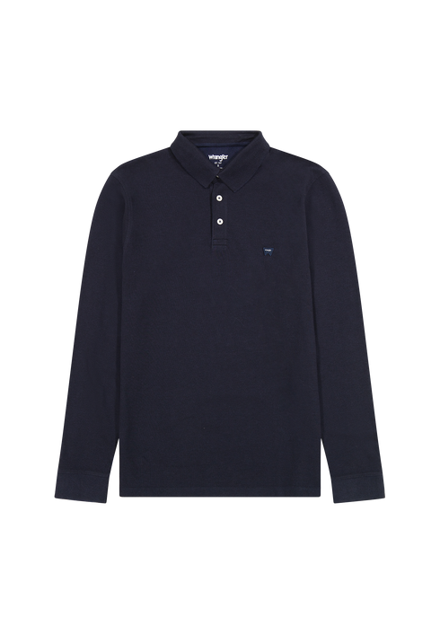 Wrangler Men's Long Sleeve Refined Polo in Navy