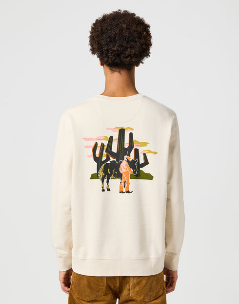 Wrangler Men's Cactus Crewneck Sweatshirt In Vintage White