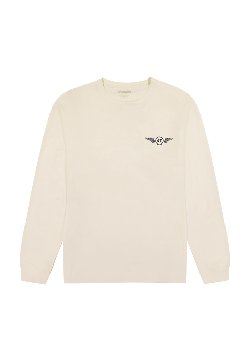 Wrangler Men's Long Sleeve Graphic T-Shirt In Vintage White
