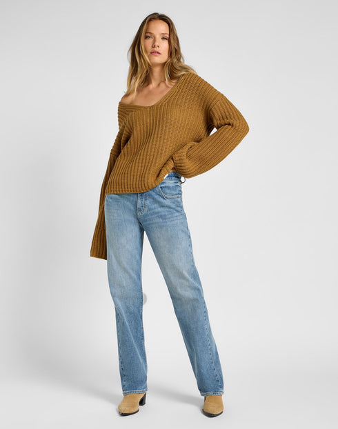 Lee Women's Kimono Sleeve Knit Sweater in Glazed Ginger