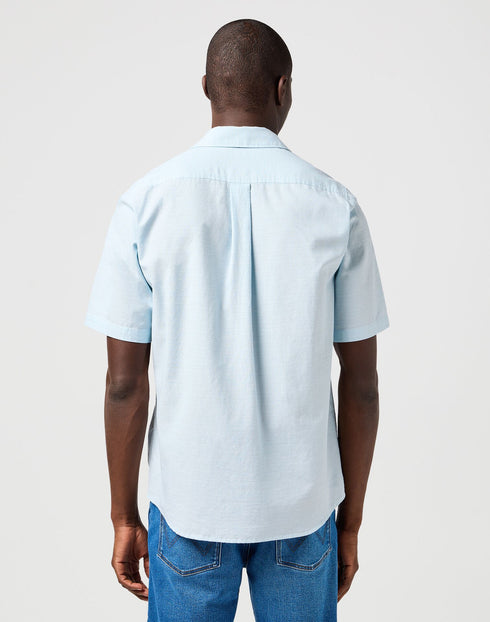 Wrangler Men's Short Sleeve 1 Pkt Shirt In Dream Blue