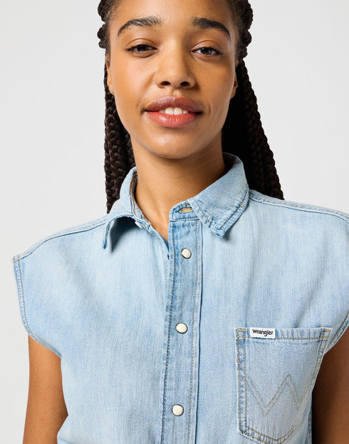 Wrangler Women's Trouser Jumpsuit In Pale Blue Wash