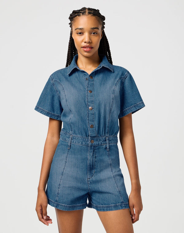 Wrangler Women's Denim Romper One Piece In Urban Echo