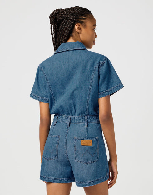 Wrangler Women's Denim Romper One Piece In Urban Echo